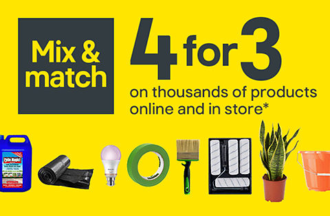 4 for 3 on thousands of products online and in store. Terms & conditions apply, see the *Terms & conditions at the end of the page.